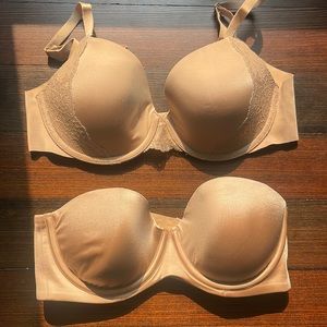 2 Vanishing Back Bras in Soft Tan 32C